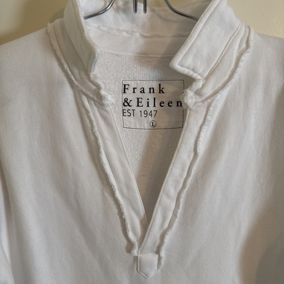 Frank & Eileen White Popover Henley Fleece Sweatshirt Dress Sz Large - Picture 2 of 6